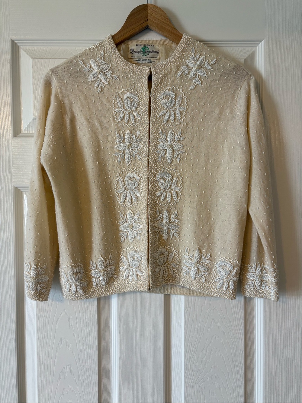 VTG 1950s Gene Shelly’s Boutique Internationale Beaded Cardigan Sweater - Picture 2 of 8